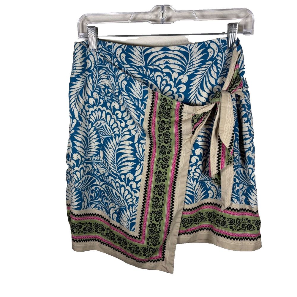 Loft Skirt Women's 0 Wrap Tie Colorful Printed Lined Mini Short Summer Boho